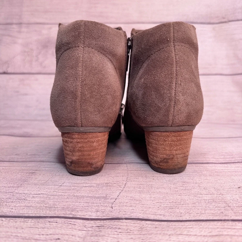 Blondo Waterproof Suede Ankle Boots Taupe Brown Block Heel B6708 8.5M Womens